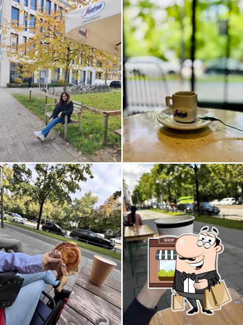 Café-Umgebung und Kaffeeaufnahmen im Freien